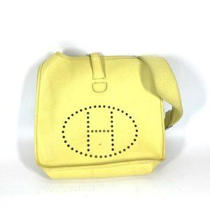 HERMES Evelyn 3 GM Crossbody Bag with Perforated Logo, Epson, Women's, Lime Y...